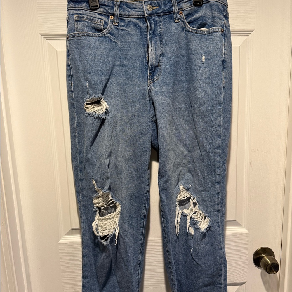 Old Navy Light Blue High Rise Distressed Jeans